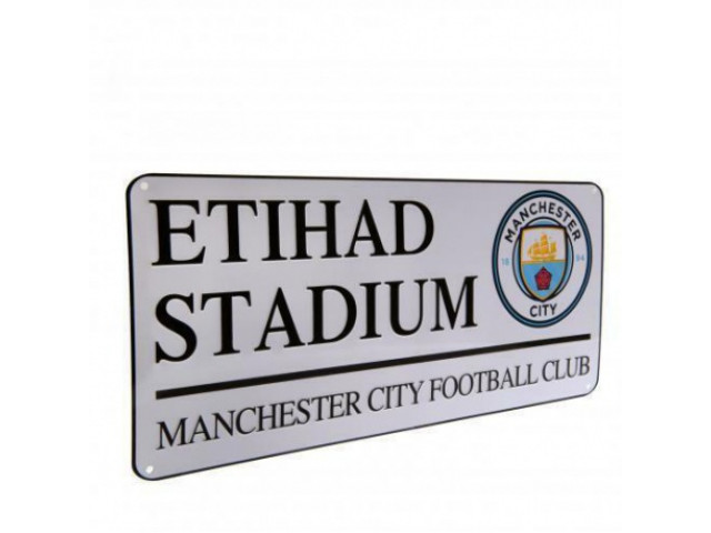 Plechová tabuľa 40/18cm MANCHESTER CITY White